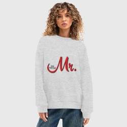 Женский свитшот oversize без начеса хлопок Mr. Just married - фото 2