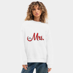 Женский свитшот oversize без начеса хлопок Mrs. Just married - фото 2