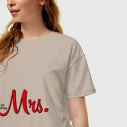 Женская футболка хлопок Oversize Mrs. Just married - фото 2