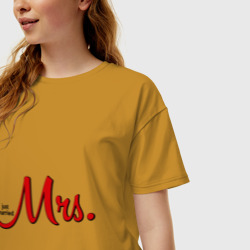 Женская футболка хлопок Oversize Mrs. Just married - фото 2