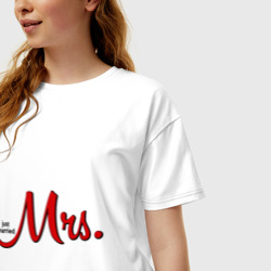 Женская футболка хлопок Oversize Mrs. Just married - фото 2