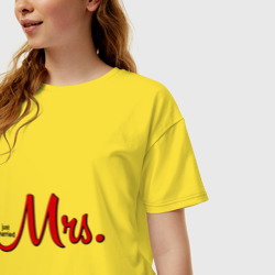 Женская футболка хлопок Oversize Mrs. Just married - фото 2