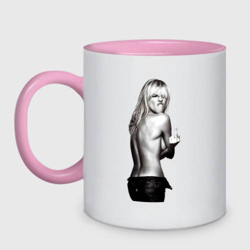 Кружка двухцветная Heidi Klum says, Fuck Off!, цвет белый + розовый