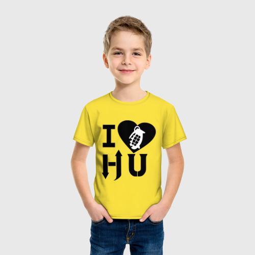 Детская футболка хлопок I love Hollywood undead, цвет желтый - фото 3