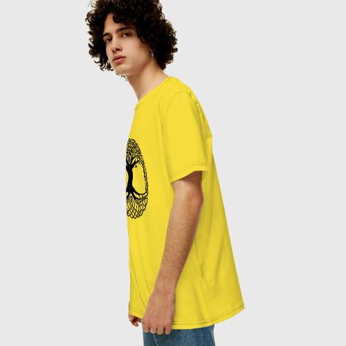 Мужская футболка хлопок Oversize с принтом Дерево Жизни, вид сбоку #3