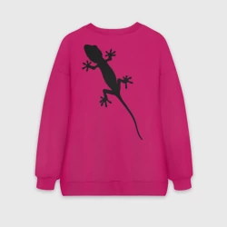 Женский свитшот oversize без начеса хлопок Ящерица на спине