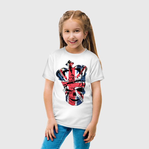 Детская футболка хлопок Британский череп, цвет белый - фото 5