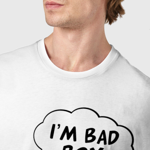 Мужская футболка хлопок I am bad boy, цвет белый - фото 6