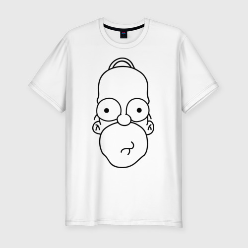 Мужская футболка хлопок Slim с принтом Гомер лицо, вид спереди #2