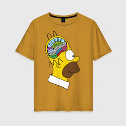 Женская футболка хлопок Oversize Мозг Гомера