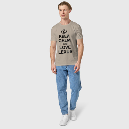 Мужская футболка хлопок Keep calm and love Lexus, цвет миндальный - фото 5