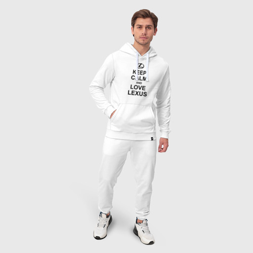 Мужской костюм хлопок с толстовкой Keep calm and love Lexus, цвет белый - фото 3