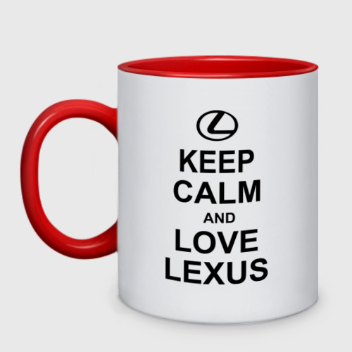 Кружка двухцветная Keep calm and love Lexus, цвет белый + красный