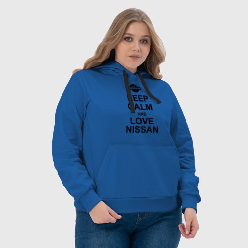 Женская толстовка хлопок Keep calm and love nissan, цвет синий - фото 6