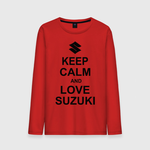 Мужской лонгслив хлопок keep calm and love suzuki, цвет красный