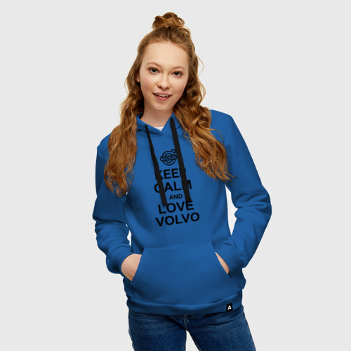 Женская толстовка хлопок keep calm and love volvo, цвет синий - фото 3