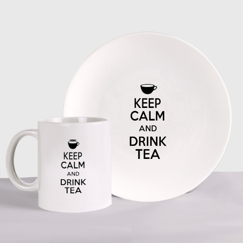 Набор: тарелка + кружка Keep calm and drink tea