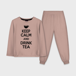 Детская пижама с лонгсливом хлопок Keep calm and drink tea