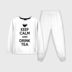 Детская пижама с лонгсливом хлопок Keep calm and drink tea