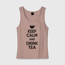 Женская майка хлопок Keep calm and drink tea
