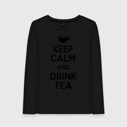 Женский лонгслив хлопок Keep calm and drink tea