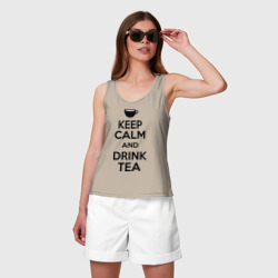 Женская майка хлопок Keep calm and drink tea - фото 2