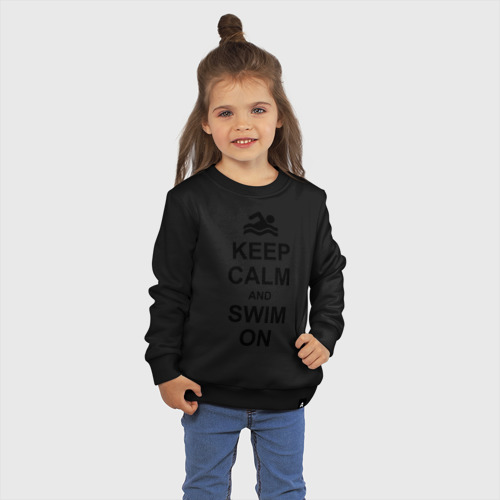 Детский свитшот хлопок Keep calm and swim on., цвет черный - фото 3
