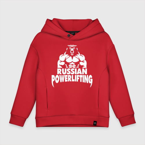 Детское худи Oversize хлопок Russian powerlifting, цвет красный