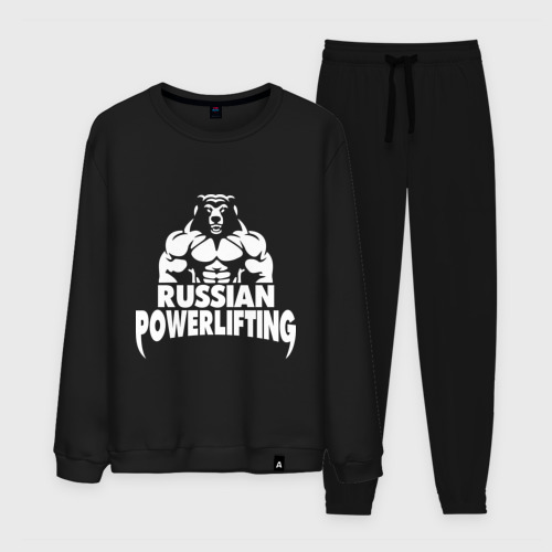 Мужской костюм хлопок Russian powerlifting, цвет черный