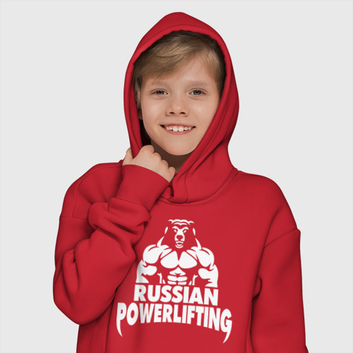 Детское худи Oversize хлопок Russian powerlifting, цвет красный - фото 12