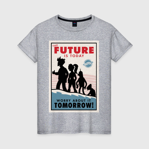 Женская футболка хлопок Futurama poster, цвет меланж