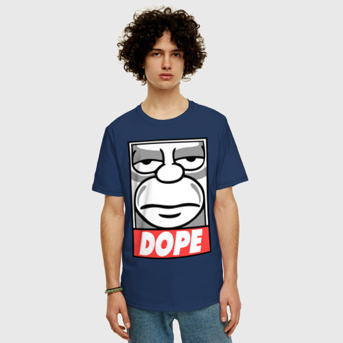 Мужская футболка хлопок Oversize Homer dope, цвет темно-синий - фото 3
