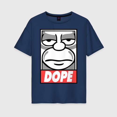 Женская футболка хлопок Oversize Homer dope, цвет темно-синий