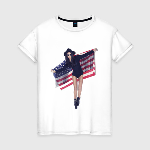 Женская футболка хлопок American girl, цвет белый