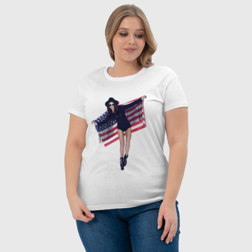 Женская футболка хлопок American girl, цвет белый - фото 6