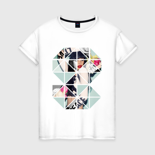 Женская футболка хлопок Geometric photo, цвет белый