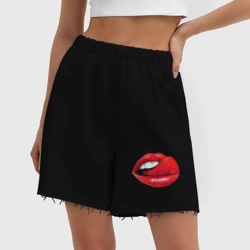 Женские шорты oversize футер хлопок Губы с клубникой - фото 2