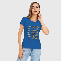 Женская футболка хлопок Slim Популярные виды рыб - фото 2