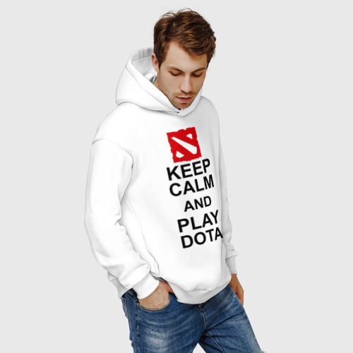 Мужское худи Oversize хлопок Keep calm and play Dota, цвет белый - фото 7