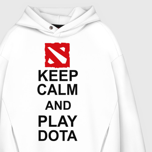 Мужское худи Oversize хлопок Keep calm and play Dota, цвет белый - фото 4