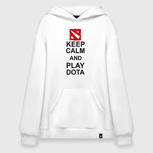 Худи SuperOversize хлопок Keep calm and play Dota, цвет белый