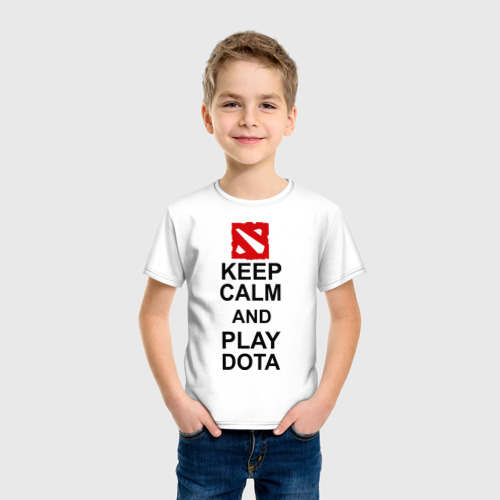 Детская футболка хлопок Keep calm and play Dota, цвет белый - фото 3