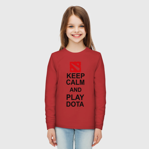 Детский лонгслив хлопок Keep calm and play Dota, цвет красный - фото 5