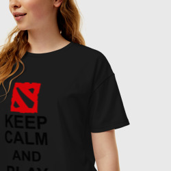 Женская футболка хлопок Oversize Keep calm and play Dota - фото 2