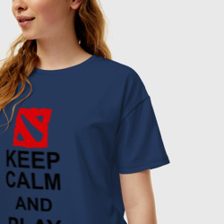 Женская футболка хлопок Oversize Keep calm and play Dota - фото 2