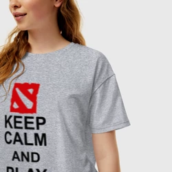 Женская футболка хлопок Oversize Keep calm and play Dota - фото 2