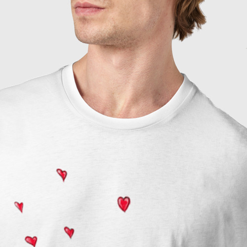 Мужская футболка хлопок Угрюмый кот с сердечками - фото 6