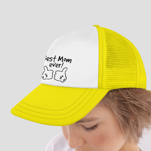 Детская кепка тракер Best Mom ever! самая лучшая мама, цвет желтый - фото 4
