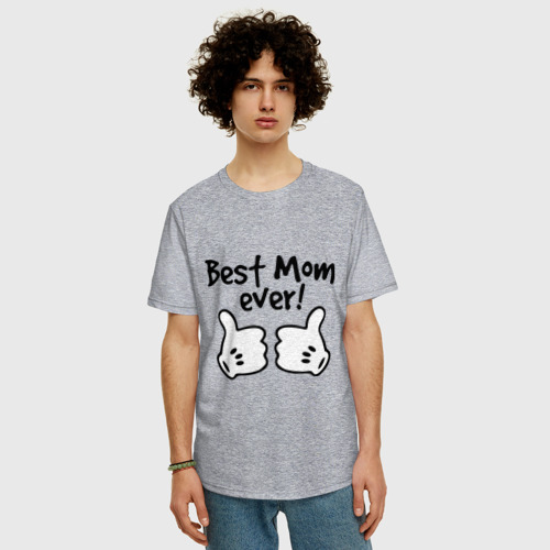 Мужская футболка хлопок Oversize Best Mom ever! самая лучшая мама, цвет меланж - фото 3