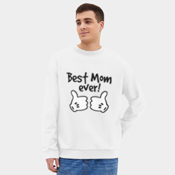 Мужской свитшот oversize без начеса хлопок Best Mom ever! самая лучшая мама - фото 2